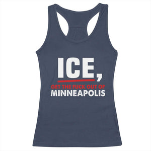 Ice Get The F Out of Minneapolis Racerback Tank Top Red and White Statement Justice and Resistance Protest TS02 Navy Print Your Wear