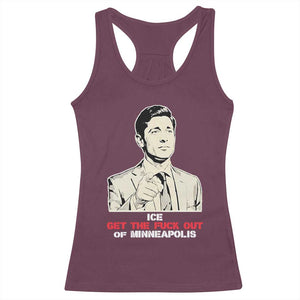 Get The F Out of Minneapolis Racerback Tank Top Mayor Jacob Saying Civil Resistance TS02 Maroon Print Your Wear