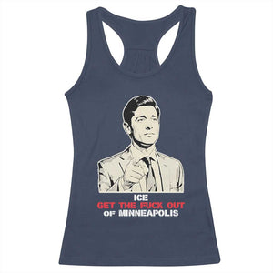 Get The F Out of Minneapolis Racerback Tank Top Mayor Jacob Saying Civil Resistance TS02 Navy Print Your Wear
