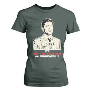 Get The F Out of Minneapolis T Shirt For Women Mayor Jacob Saying Civil Resistance TS02 Dark Forest Green Print Your Wear