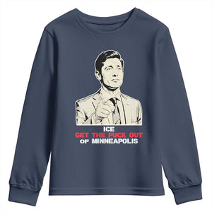 Get The F Out of Minneapolis Youth Sweatshirt Mayor Jacob Saying Civil Resistance TS02 Navy Print Your Wear