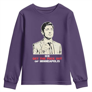 Get The F Out of Minneapolis Youth Sweatshirt Mayor Jacob Saying Civil Resistance TS02 Purple Print Your Wear