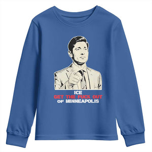 Get The F Out of Minneapolis Youth Sweatshirt Mayor Jacob Saying Civil Resistance TS02 Royal Blue Print Your Wear