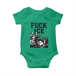 F Ice Riot Protest Graphic Baby Onesie Political Resistance Against Ice Violence TS02 Irish Green Print Your Wear