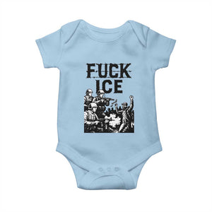 F Ice Riot Protest Graphic Baby Onesie Political Resistance Against Ice Violence TS02 Light Blue Print Your Wear