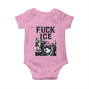 F Ice Riot Protest Graphic Baby Onesie Political Resistance Against Ice Violence TS02 Light Pink Print Your Wear