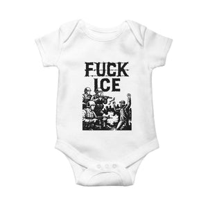 F Ice Riot Protest Graphic Baby Onesie Political Resistance Against Ice Violence TS02 White Print Your Wear