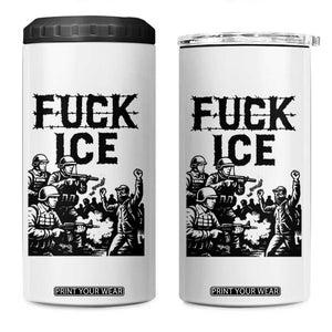 F Ice Riot Protest Graphic 4 in 1 Can Cooler Tumbler Political Resistance Against Ice Violence TS02 One Size: 16 oz White Print Your Wear