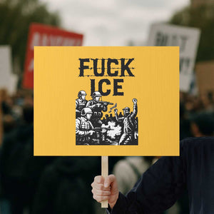 F Ice Riot Protest Graphic Protest Sign Political Resistance Against Ice Violence TS02 Horizontal 18" × 24" Yellow Print Your Wear