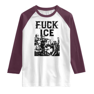 F Ice Riot Protest Graphic Raglan Shirt Political Resistance Against Ice Violence TS02 White Maroon Print Your Wear