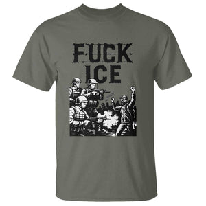 F Ice Riot Protest Graphic T Shirt Political Resistance Against Ice Violence TS02 Military Green Print Your Wear