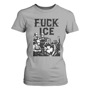 F Ice Riot Protest Graphic T Shirt For Women Political Resistance Against Ice Violence TS02 Sport Gray Print Your Wear