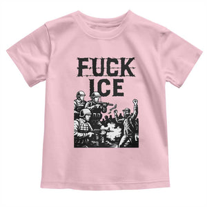 F Ice Riot Protest Graphic Toddler T Shirt Political Resistance Against Ice Violence TS02 Light Pink Print Your Wear