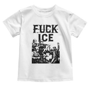 F Ice Riot Protest Graphic Toddler T Shirt Political Resistance Against Ice Violence TS02 White Print Your Wear