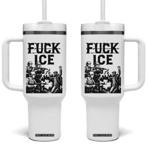 F Ice Riot Protest Graphic Tumbler With Handle Political Resistance Against Ice Violence TS02 One Size: 40 oz White Print Your Wear