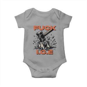 Crush Ice Protest Graphic Baby Onesie Sledgehammer Smash Against Ice Political Resistance TS02 Sport Gray Print Your Wear