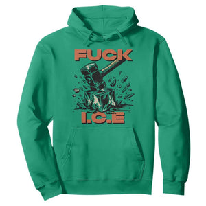 Crush Ice Protest Graphic Hoodie Sledgehammer Smash Against Ice Political Resistance TS02 Irish Green Print Your Wear
