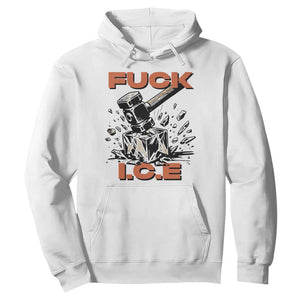 Crush Ice Protest Graphic Hoodie Sledgehammer Smash Against Ice Political Resistance TS02 White Print Your Wear