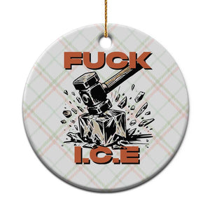 Crush Ice Protest Graphic Ceramic Ornament Sledgehammer Smash Against Ice Political Resistance TS02 1pc Christmas Plaid Print Your Wear