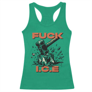 Crush Ice Protest Graphic Racerback Tank Top Sledgehammer Smash Against Ice Political Resistance TS02 Irish Green Print Your Wear