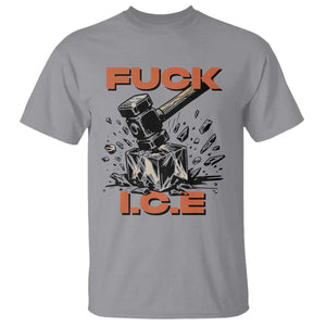 Crush Ice Protest Graphic T Shirt Sledgehammer Smash Against Ice Political Resistance TS02 Sport Gray Print Your Wear