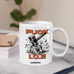 Crush Ice Protest Graphic Coffee Mug Sledgehammer Smash Against Ice Political Resistance TS02 Print Your Wear