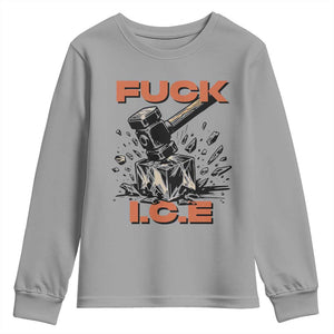 Crush Ice Protest Graphic Youth Sweatshirt Sledgehammer Smash Against Ice Political Resistance TS02 Sport Gray Print Your Wear