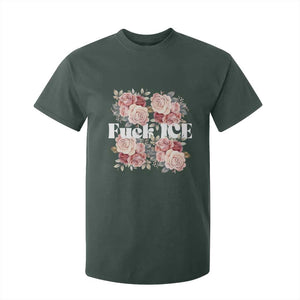 Floral Protest Against Ice T Shirt For Kid Justice and Freedom Political Resistance TS02 Dark Forest Green Print Your Wear