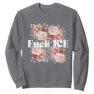 Floral Protest Against Ice Sweatshirt Justice and Freedom Political Resistance TS02 Charcoal Print Your Wear