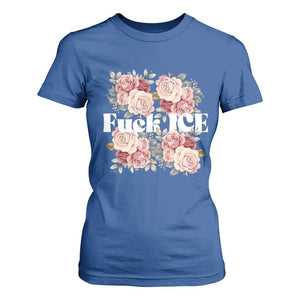 Floral Protest Against Ice T Shirt For Women Justice and Freedom Political Resistance TS02 Royal Blue Print Your Wear