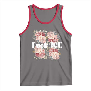 Floral Protest Against Ice Tank Top Justice and Freedom Political Resistance TS02 Deep Heather Red Print Your Wear