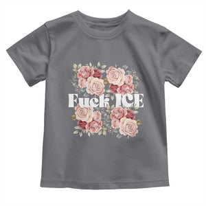 Floral Protest Against Ice Toddler T Shirt Justice and Freedom Political Resistance TS02 Charcoal Print Your Wear