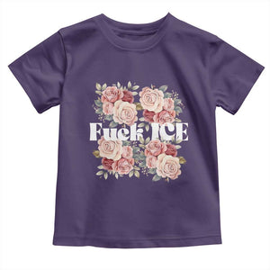 Floral Protest Against Ice Toddler T Shirt Justice and Freedom Political Resistance TS02 Purple Print Your Wear
