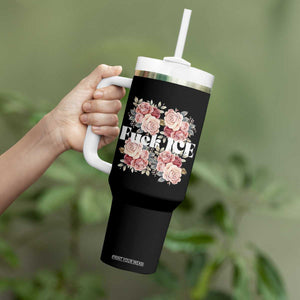 Floral Protest Against Ice Tumbler With Handle Justice and Freedom Political Resistance TS02 Print Your Wear