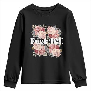 Floral Protest Against Ice Youth Sweatshirt Justice and Freedom Political Resistance TS02 Black Print Your Wear