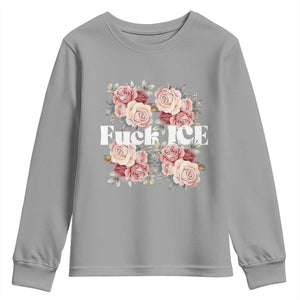 Floral Protest Against Ice Youth Sweatshirt Justice and Freedom Political Resistance TS02 Sport Gray Print Your Wear