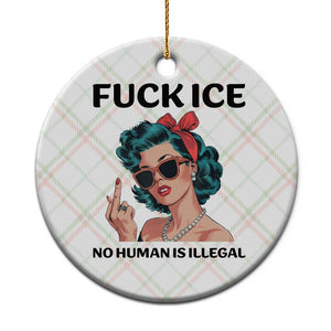 F Ice No Human Is Illegal Ceramic Ornament Feminist Pop Art Against Ice Protest Resistance TS02 1pc Christmas Plaid Print Your Wear