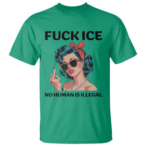 F Ice No Human Is Illegal T Shirt Feminist Pop Art Against Ice Protest Resistance TS02 Irish Green Print Your Wear