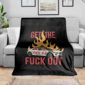 Ice Get the F Out Burning Car Graphic Throw Blanket Against Ice Protest Resistance TS02 Print Your Wear