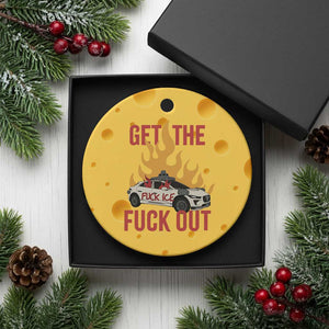 Ice Get the F Out Burning Car Graphic Ceramic Ornament Against Ice Protest Resistance TS02 1pc Yellow Cheese Print Your Wear