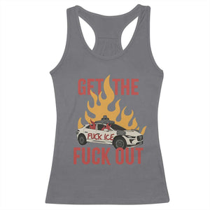 Ice Get the F Out Burning Car Graphic Racerback Tank Top Against Ice Protest Resistance TS02 Charcoal Print Your Wear