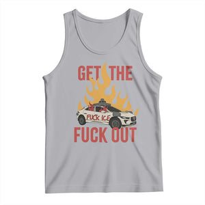 Ice Get the F Out Burning Car Graphic Tank Top Against Ice Protest Resistance TS02 Athletic Heather Print Your Wear