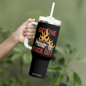 Ice Get the F Out Burning Car Graphic Tumbler With Handle Against Ice Protest Resistance TS02 Print Your Wear