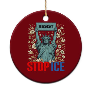 Statue of Liberty Resist Stop Ice Ceramic Ornament Floral Activist for Justice and Freedom TS02 1pc Red Print Your Wear