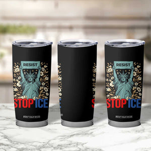 Statue of Liberty Resist Stop Ice Tumbler Cup Floral Activist for Justice and Freedom TS02 Print Your Wear