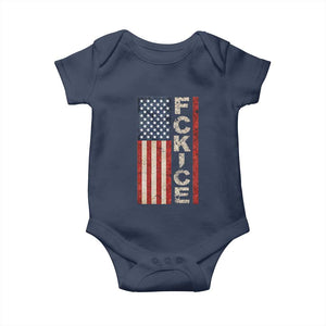 F Ice Retro Distressed American Flag Baby Onesie Patriotic Against Ice Justice Protest Resistance TS02 Navy Print Your Wear