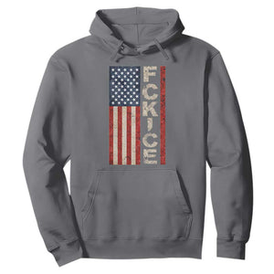 F Ice Retro Distressed American Flag Hoodie Patriotic Against Ice Justice Protest Resistance TS02 Charcoal Print Your Wear