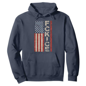 F Ice Retro Distressed American Flag Hoodie Patriotic Against Ice Justice Protest Resistance TS02 Navy Print Your Wear
