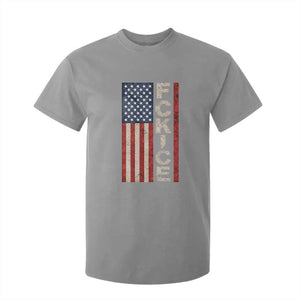 F Ice Retro Distressed American Flag T Shirt For Kid Patriotic Against Ice Justice Protest Resistance TS02 Sport Gray Print Your Wear