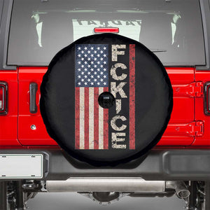 F Ice Retro Distressed American Flag Spare Tire Cover Patriotic Against Ice Justice Protest Resistance TS02 Black Print Your Wear